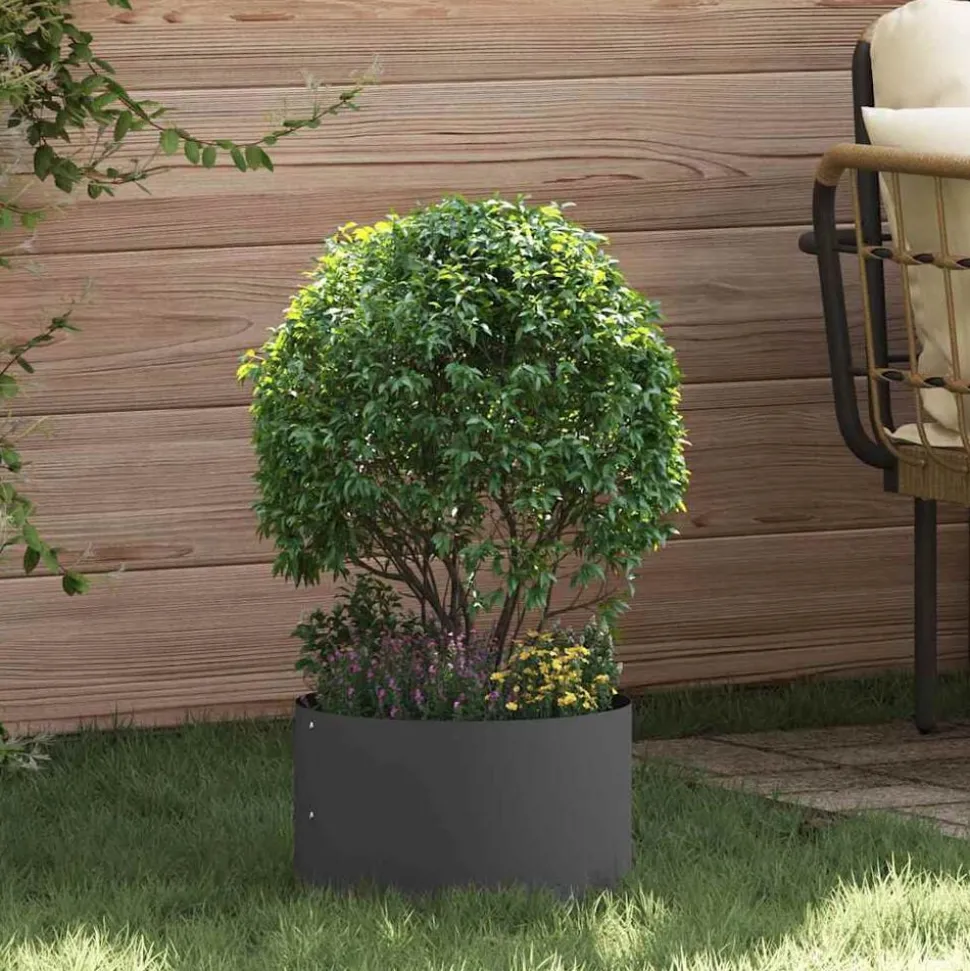 vidaXL Anneau de jardinière Noir 30 x 30 x 20 cm Acier laminé à froid