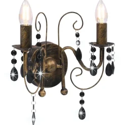 vidaXL Applique murale à perles Noir antique 2 ampoules E14