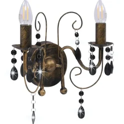 vidaXL Applique murale à perles Noir antique 2 ampoules E14