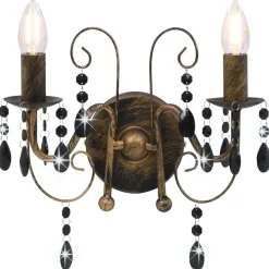 vidaXL Applique murale à perles Noir antique 2 ampoules E14