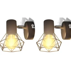 vidaXL Applique murale 2 pcs style industriel noir avec ampoule LED