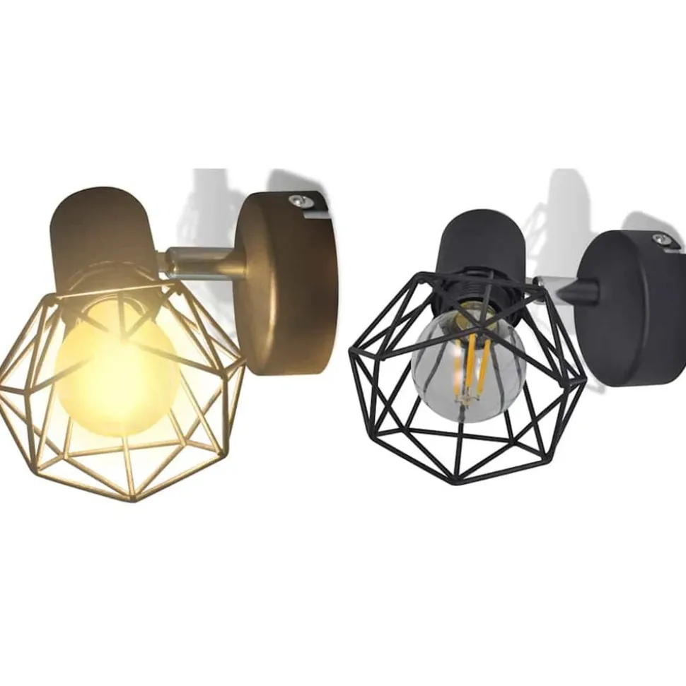vidaXL Applique murale 2 pcs style industriel noir avec ampoule LED