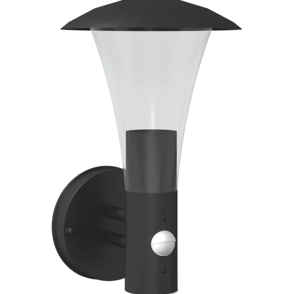 vidaXL Applique murale d'extérieur avec capteur noir acier inoxydable