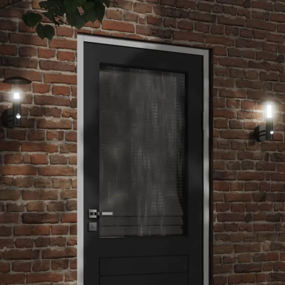 vidaXL Applique murale d'extérieur avec capteur noir acier inoxydable