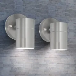 vidaXL Applique murale d'extérieur 2 pcs Acier inoxydable vers le bas