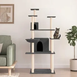 vidaXL Arbre à chat avec griffoirs en sisal Gris foncé 166 cm