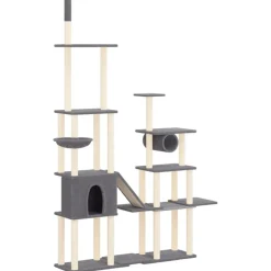 vidaXL Arbre à chat avec griffoirs en sisal Gris foncé 279 cm