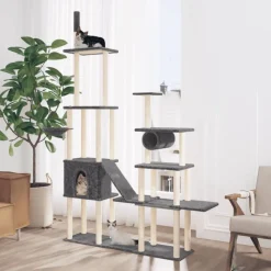 vidaXL Arbre à chat avec griffoirs en sisal Gris foncé 279 cm