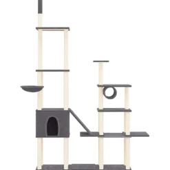 vidaXL Arbre à chat avec griffoirs en sisal Gris foncé 279 cm