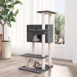 vidaXL Arbre à chat avec griffoirs en sisal Gris foncé 108,5 cm