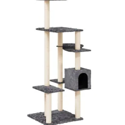 vidaXL Arbre à chat avec griffoirs en sisal Gris foncé 142 cm