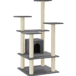 vidaXL Arbre à chat avec griffoirs en sisal Gris foncé 110 cm