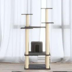 vidaXL Arbre à chat avec griffoirs en sisal Gris foncé 110 cm