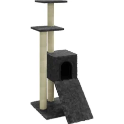 vidaXL Arbre à chat avec griffoirs en sisal Gris foncé 92 cm