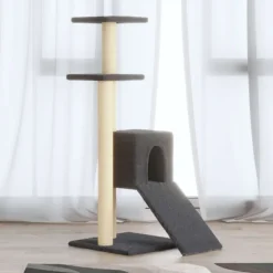 vidaXL Arbre à chat avec griffoirs en sisal Gris foncé 92 cm
