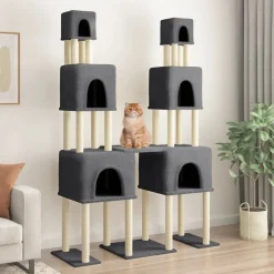 vidaXL Arbre à chat avec griffoirs en sisal Gris foncé 199 cm