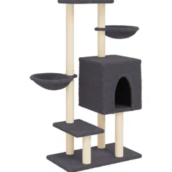 vidaXL Arbre à chat avec griffoirs en sisal gris foncé 117 cm