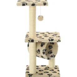 vidaXL Arbre à chat avec griffoirs en sisal 65 cm Beige Motif pattes