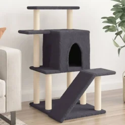 vidaXL Arbre à chat avec griffoirs en sisal gris foncé 97 cm