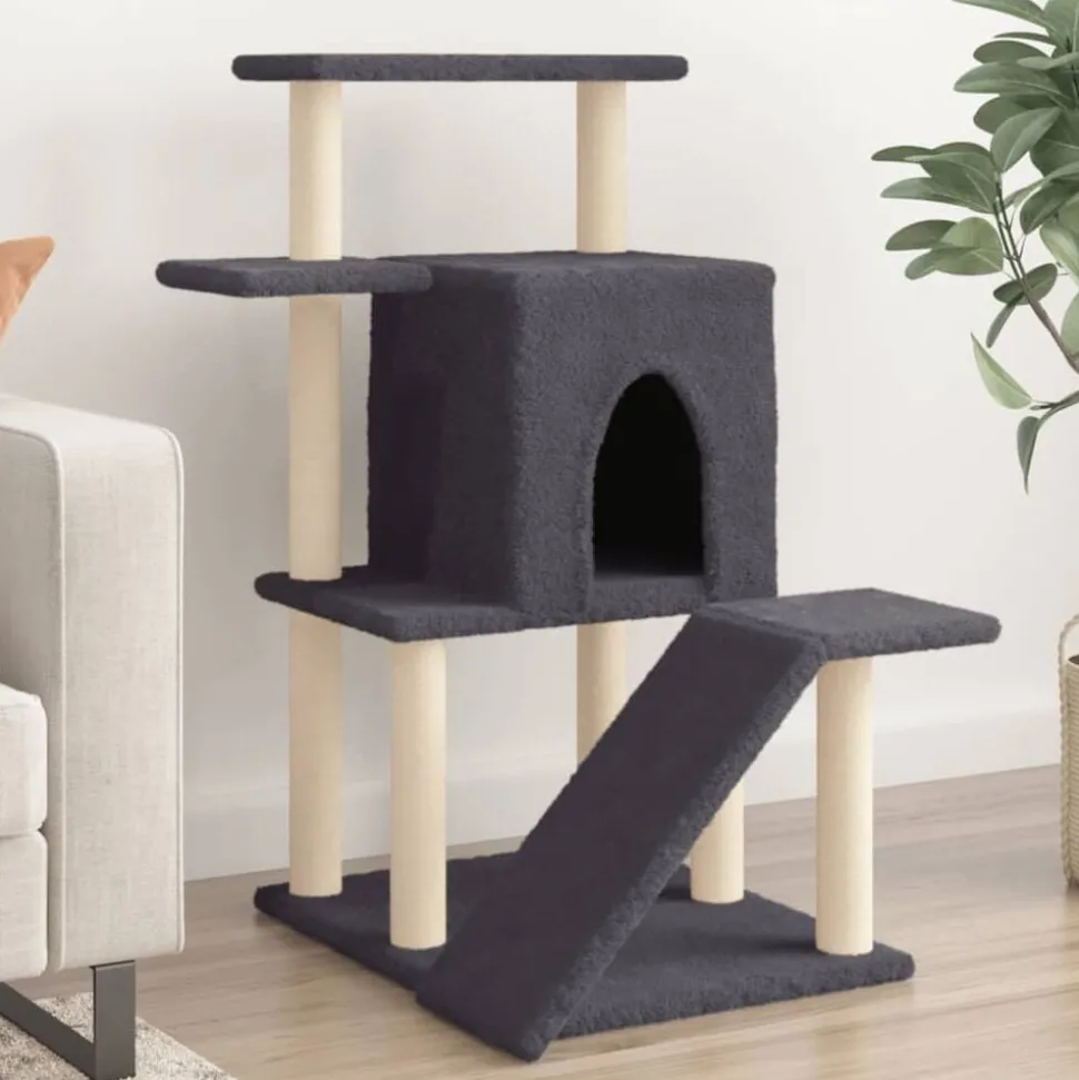 vidaXL Arbre à chat avec griffoirs en sisal gris foncé 97 cm