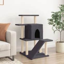 vidaXL Arbre à chat avec griffoirs en sisal gris foncé 97 cm