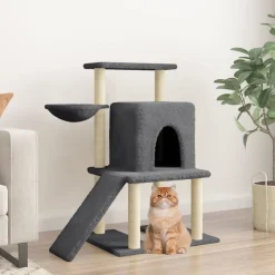 vidaXL Arbre à chat avec griffoirs en sisal gris foncé 96,5 cm