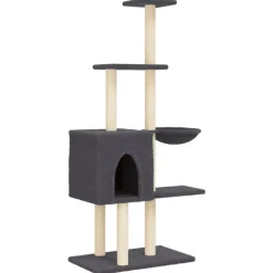 vidaXL Arbre à chat avec griffoirs en sisal Gris foncé 145 cm