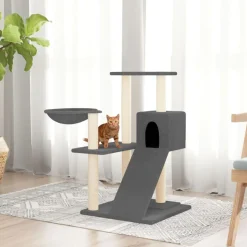 vidaXL Arbre à chat avec griffoirs en sisal Gris foncé 82 cm