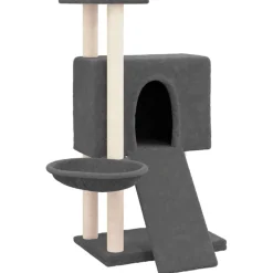 vidaXL Arbre à chat avec griffoirs en sisal Gris foncé 96 cm
