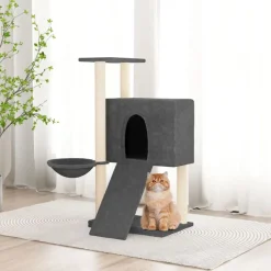 vidaXL Arbre à chat avec griffoirs en sisal Gris foncé 96 cm