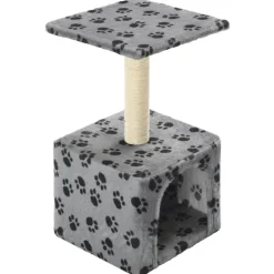 vidaXL Arbre à chat avec griffoirs en sisal 55 cm Gris Motif de pattes