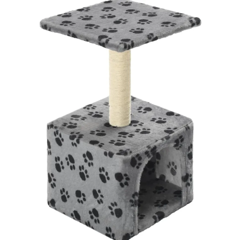 vidaXL Arbre à chat avec griffoirs en sisal 55 cm Gris Motif de pattes