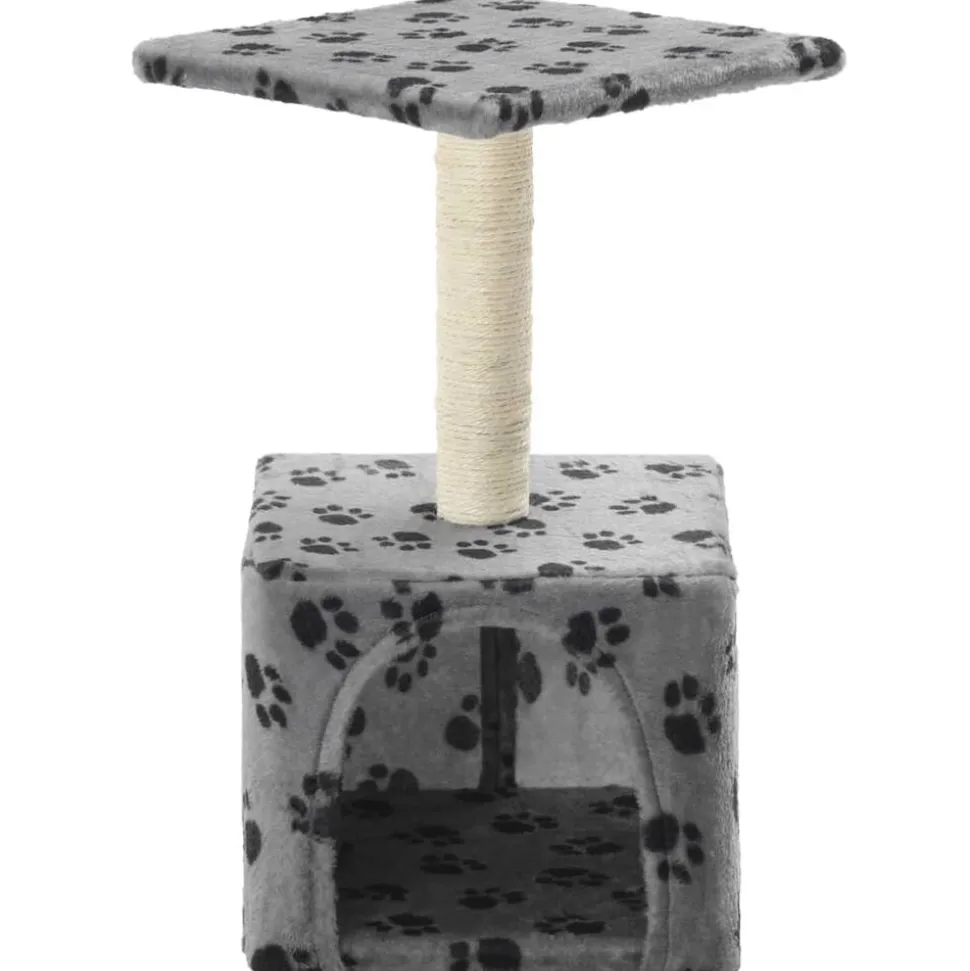 vidaXL Arbre à chat avec griffoirs en sisal 55 cm Gris Motif de pattes