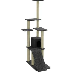 vidaXL Arbre à chat avec griffoirs en sisal Gris foncé 155 cm