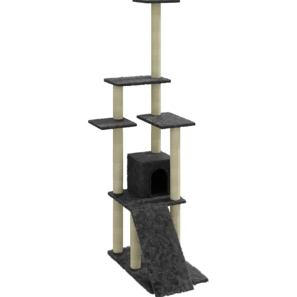 vidaXL Arbre à chat avec griffoirs en sisal Gris foncé 155 cm