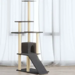 vidaXL Arbre à chat avec griffoirs en sisal Gris foncé 155 cm