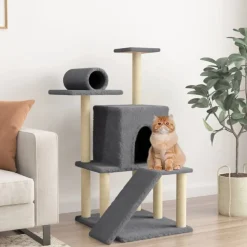 vidaXL Arbre à chat avec griffoirs en sisal gris foncé 110,5 cm