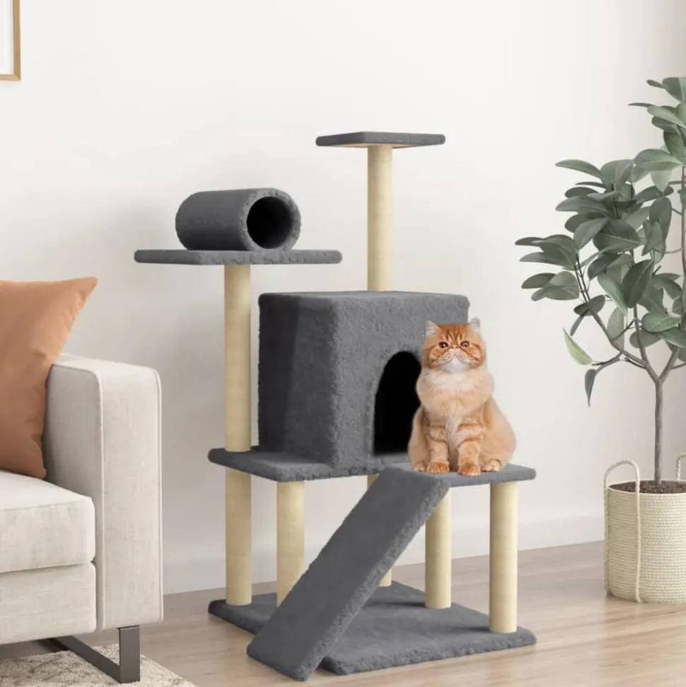 vidaXL Arbre à chat avec griffoirs en sisal gris foncé 110,5 cm