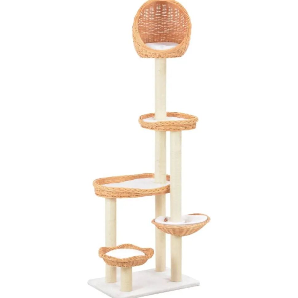 vidaXL Arbre à chat avec griffoir en sisal Naturel Bois de saule