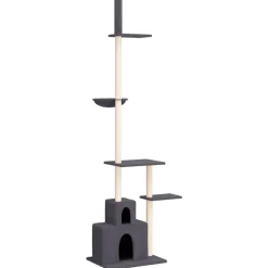 vidaXL Arbre à chat du sol au plafond Gris foncé 250,5-276,5 cm