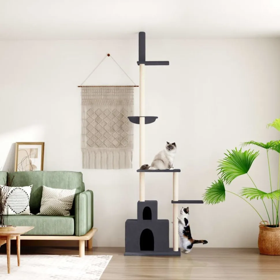 vidaXL Arbre à chat du sol au plafond Gris foncé 250,5-276,5 cm