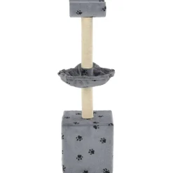 vidaXL Arbre à chat et griffoir Sisal 105 cm Empreintes de pattes Gris
