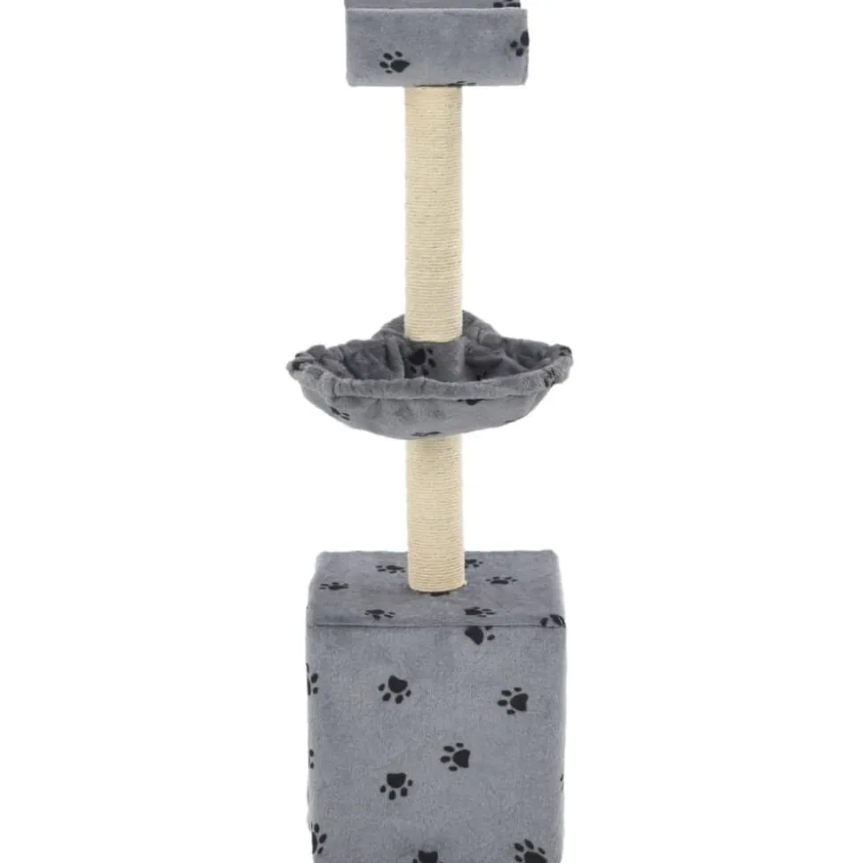 vidaXL Arbre à chat et griffoir Sisal 105 cm Empreintes de pattes Gris