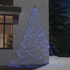 vidaXL Arbre mural avec crochet métallique 260 LED bleu 3 m Int/Ext
