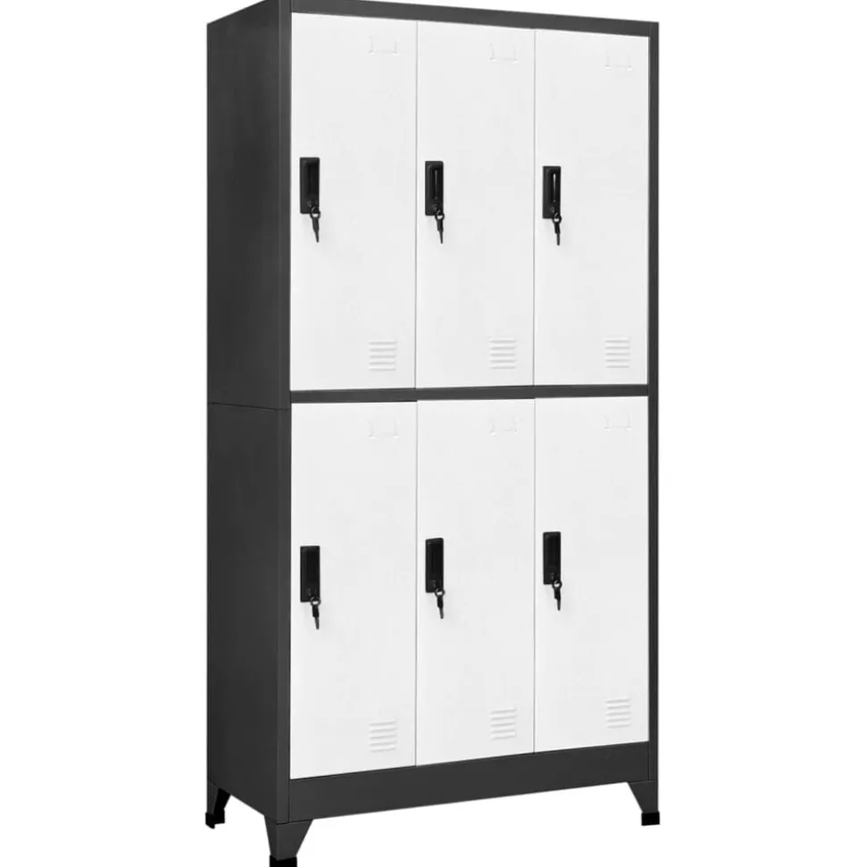 vidaXL Armoire à casiers Anthracite et blanc 90x45x180 cm Acier
