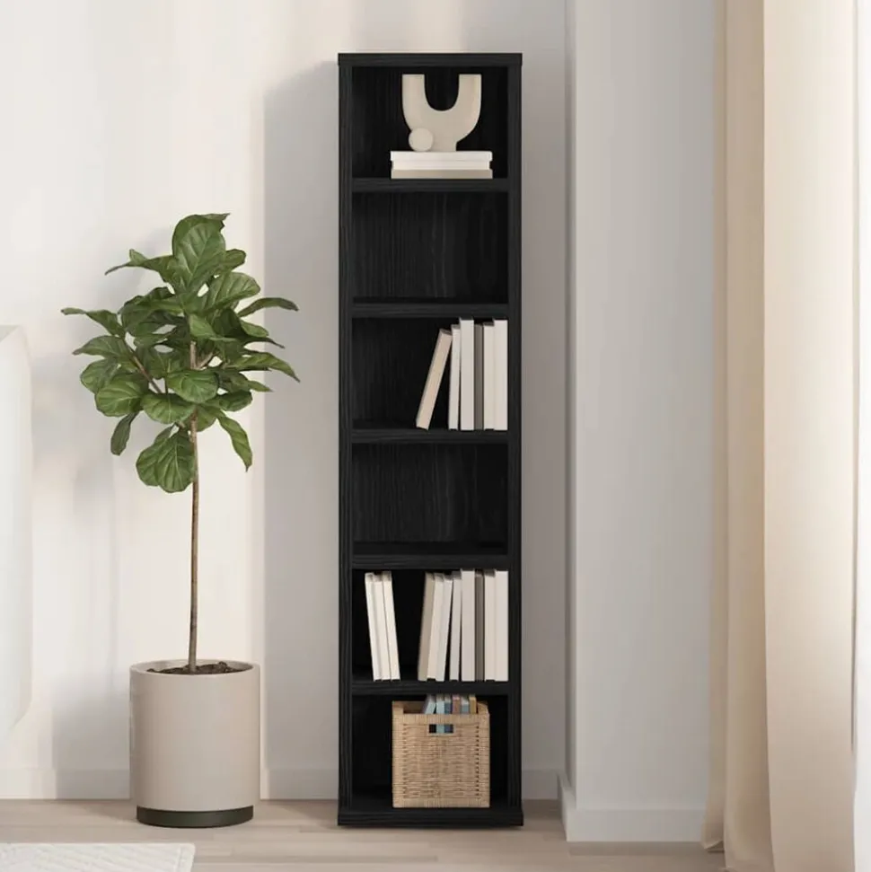 vidaXL Armoire à CD chêne noir 21x20x88 cm bois d'ingénierie