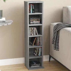 vidaXL Armoire à CD Sonoma gris 21x20x88 cm Bois d'ingénierie