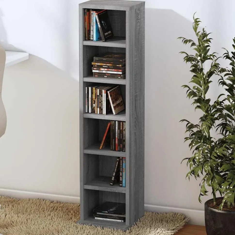 vidaXL Armoire à CD Sonoma gris 21x20x88 cm Bois d'ingénierie