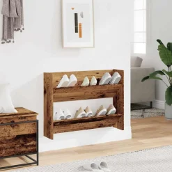 vidaXL Armoire à chaussures murale vieux bois bois d'ingénierie