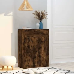 vidaXL Armoire à chaussures Chêne fumé 60x35x84 cm Bois d'ingénierie